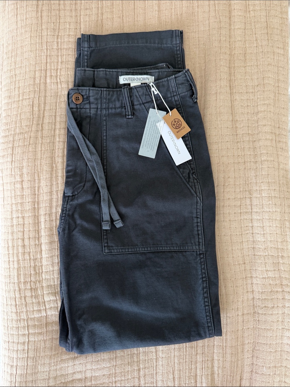 Outerknown Mebs Charcoal Drawstring Pants - size 32 x 32